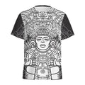 Blue And White Mayan Statue Print Men's Athletic T-Shirt