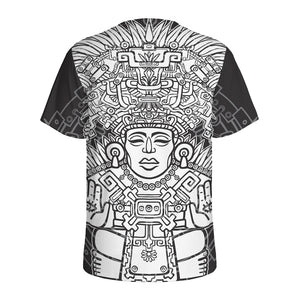 Blue And White Mayan Statue Print Men's Sports T-Shirt