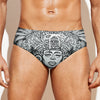 Blue And White Mayan Statue Print Men's Swim Briefs