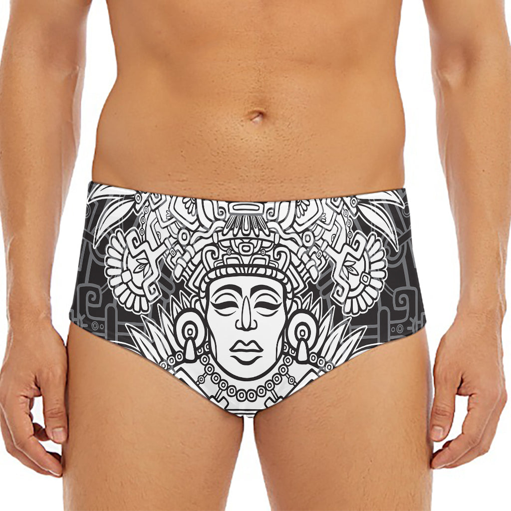 Blue And White Mayan Statue Print Men's Triangle Swim Briefs