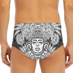 Blue And White Mayan Statue Print Men's Triangle Swim Briefs