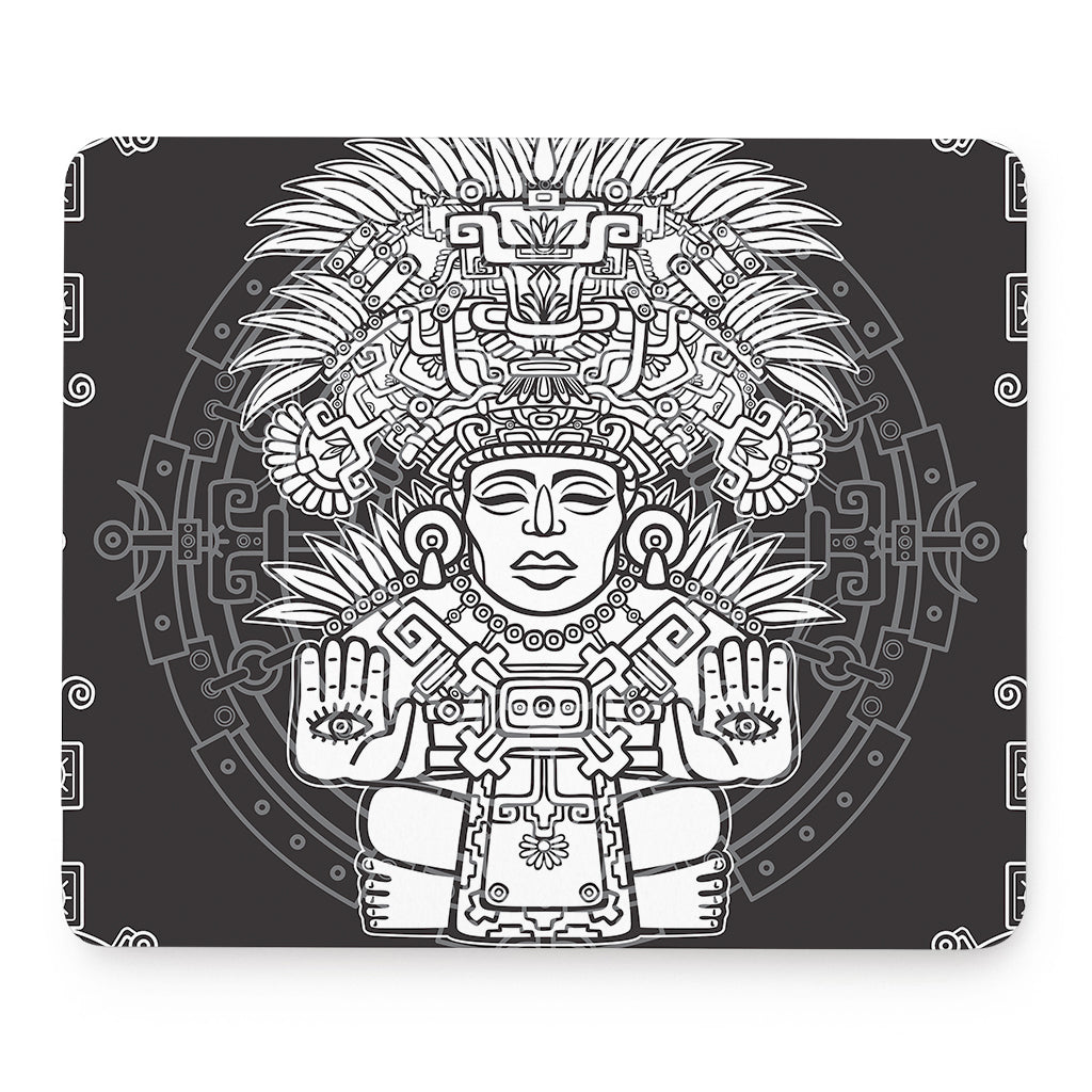 Blue And White Mayan Statue Print Mouse Pad