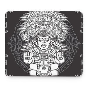 Blue And White Mayan Statue Print Mouse Pad