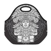 Blue And White Mayan Statue Print Neoprene Lunch Bag