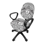 Blue And White Mayan Statue Print Office Chair Cover