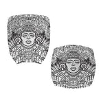 Blue And White Mayan Statue Print Office Chair Cover