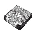 Blue And White Mayan Statue Print Outdoor Seat Cushion Cover
