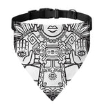 Blue And White Mayan Statue Print Over The Collar Dog Bandana