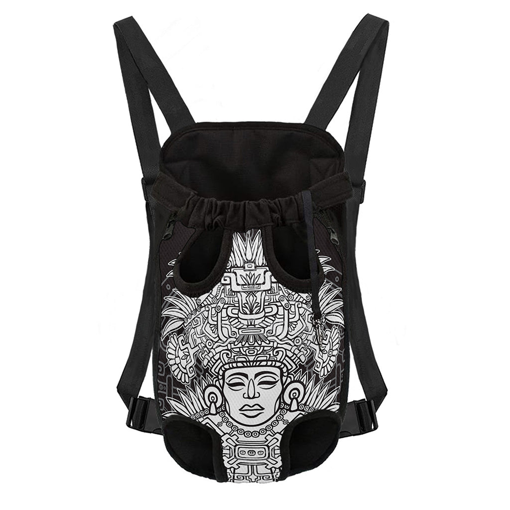 Blue And White Mayan Statue Print Pet Carrier Backpack