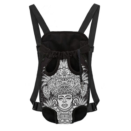 Blue And White Mayan Statue Print Pet Carrier Backpack