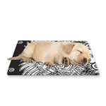 Blue And White Mayan Statue Print Pet Cooling Mat Cover