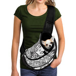 Blue And White Mayan Statue Print Pet Sling Carrier