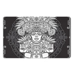 Blue And White Mayan Statue Print Polyester Doormat