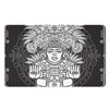 Blue And White Mayan Statue Print Polyester Doormat