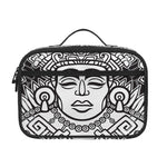 Blue And White Mayan Statue Print Portable Lunch Bag
