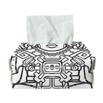 Blue And White Mayan Statue Print Rectangle Tissue Box Cover