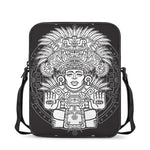 Blue And White Mayan Statue Print Rectangular Crossbody Bag