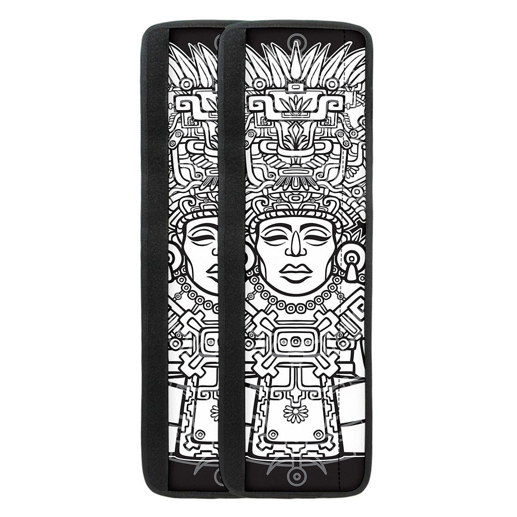 Blue And White Mayan Statue Print Refrigerator Handle Covers