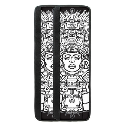 Blue And White Mayan Statue Print Refrigerator Handle Covers