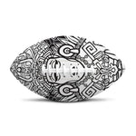 Blue And White Mayan Statue Print Rugby Ball