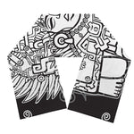 Blue And White Mayan Statue Print Scarf