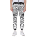 Blue And White Mayan Statue Print Joggers