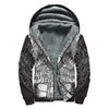 Blue And White Mayan Statue Print Sherpa Lined Zip Up Hoodie
