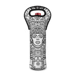 Blue And White Mayan Statue Print Single Neoprene Wine Tote