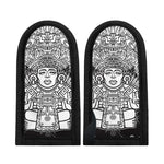 Blue And White Mayan Statue Print Skillet Handle Cover