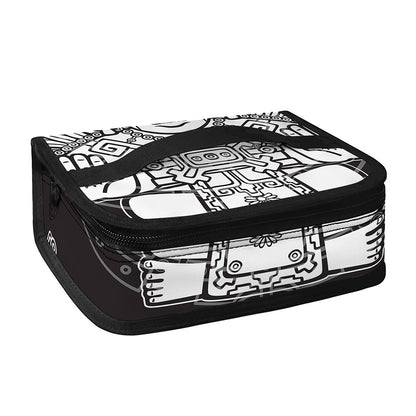 Blue And White Mayan Statue Print Small Lunch Bag