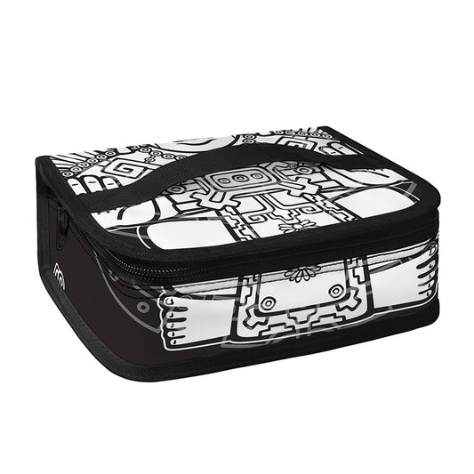 Blue And White Mayan Statue Print Small Lunch Bag