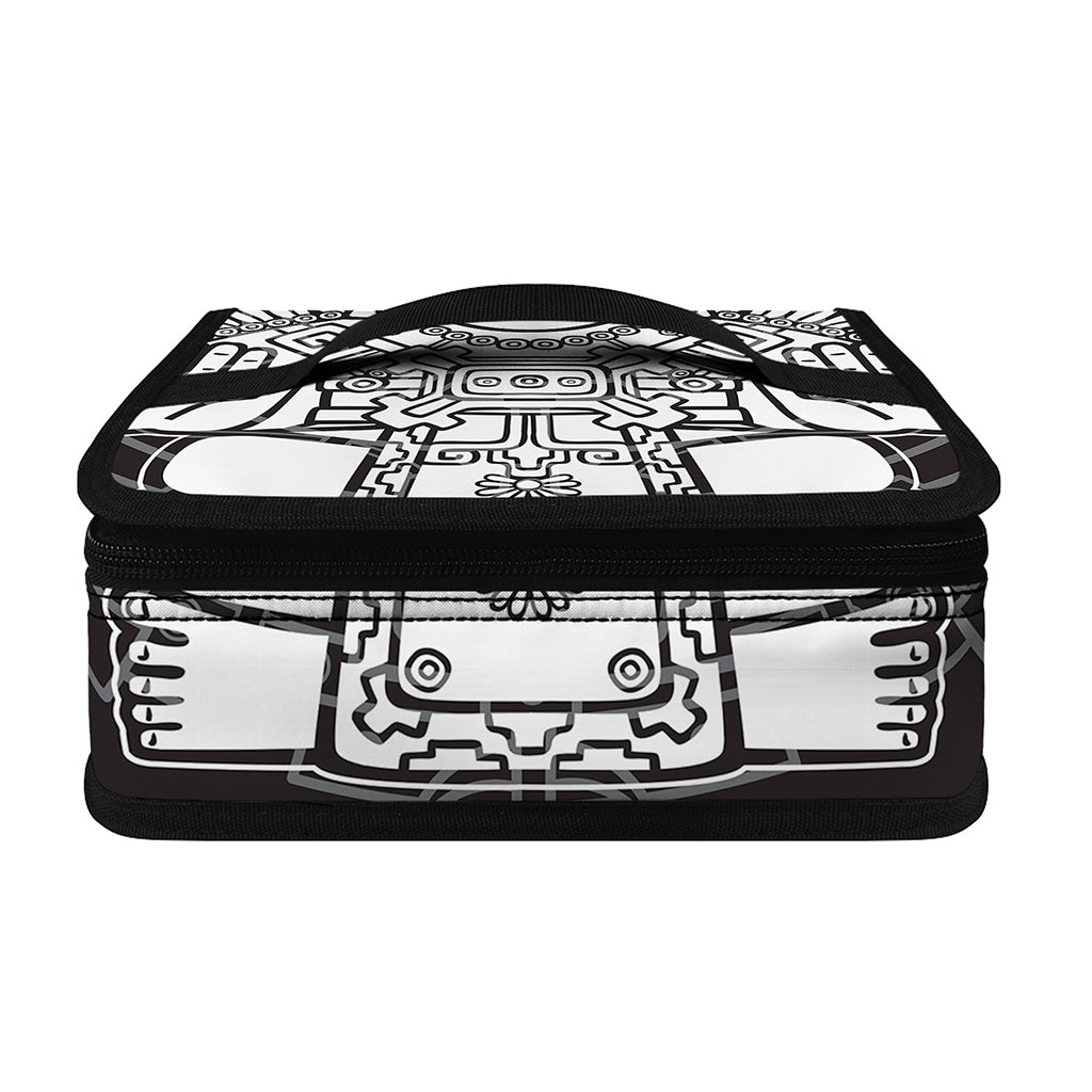 Blue And White Mayan Statue Print Small Lunch Bag