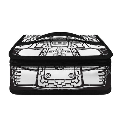 Blue And White Mayan Statue Print Small Lunch Bag