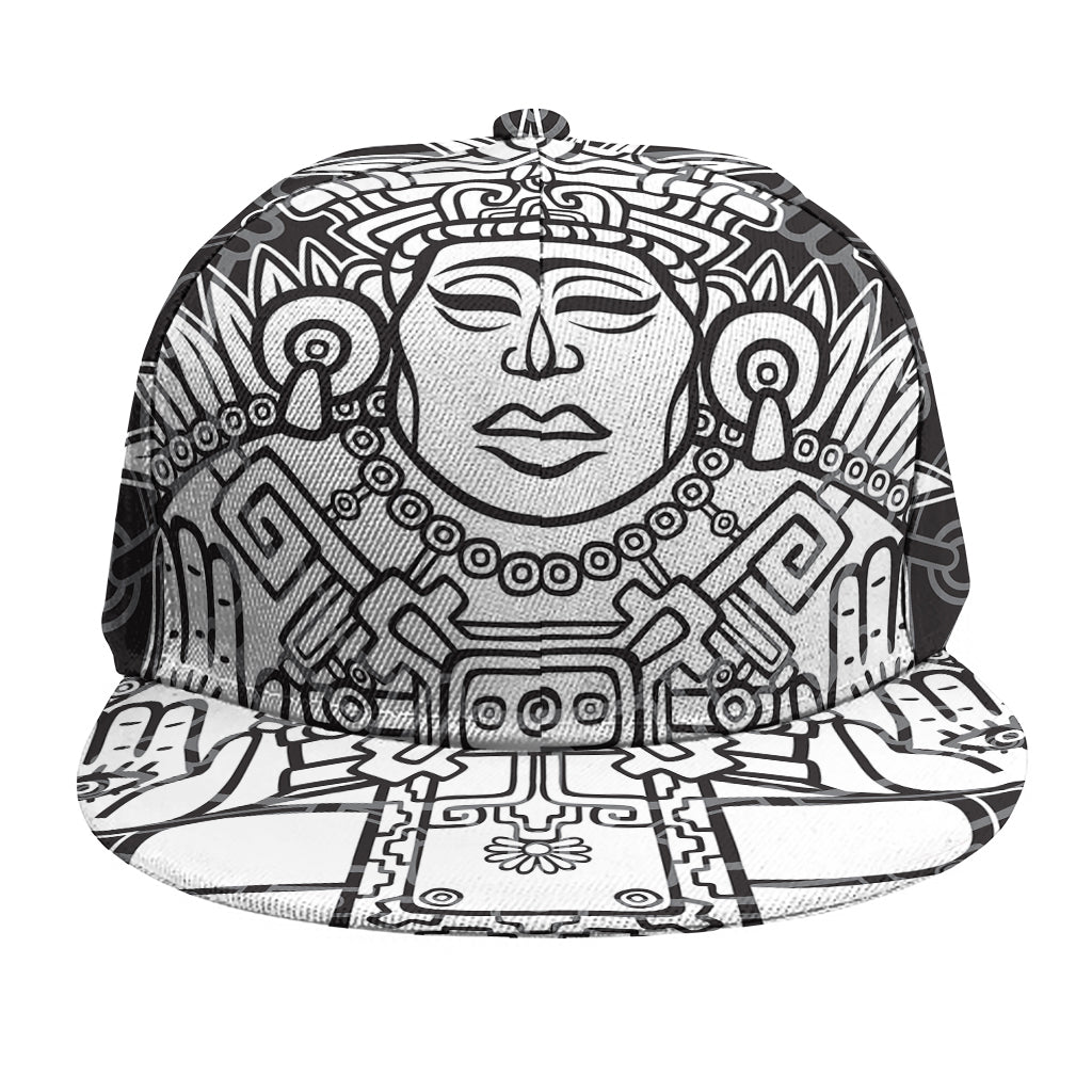 Blue And White Mayan Statue Print Snapback Cap