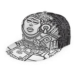 Blue And White Mayan Statue Print Snapback Cap