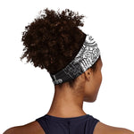 Blue And White Mayan Statue Print Sports Headband
