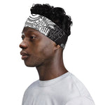 Blue And White Mayan Statue Print Sports Headband