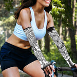 Blue And White Mayan Statue Print Sun Protection Arm Sleeves