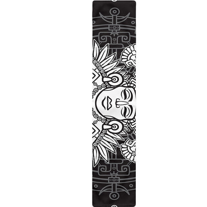 Blue And White Mayan Statue Print Table Runner