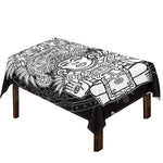 Blue And White Mayan Statue Print Tablecloth