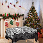 Blue And White Mayan Statue Print Tablecloth