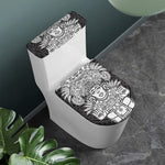 Blue And White Mayan Statue Print Toilet Lid And Tank Cover Set
