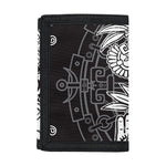 Blue And White Mayan Statue Print Trifold Wallet
