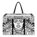 Blue And White Mayan Statue Print Utility Tote Bag