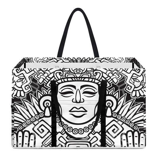 Blue And White Mayan Statue Print Utility Tote Bag