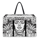 Blue And White Mayan Statue Print Utility Tote Bag