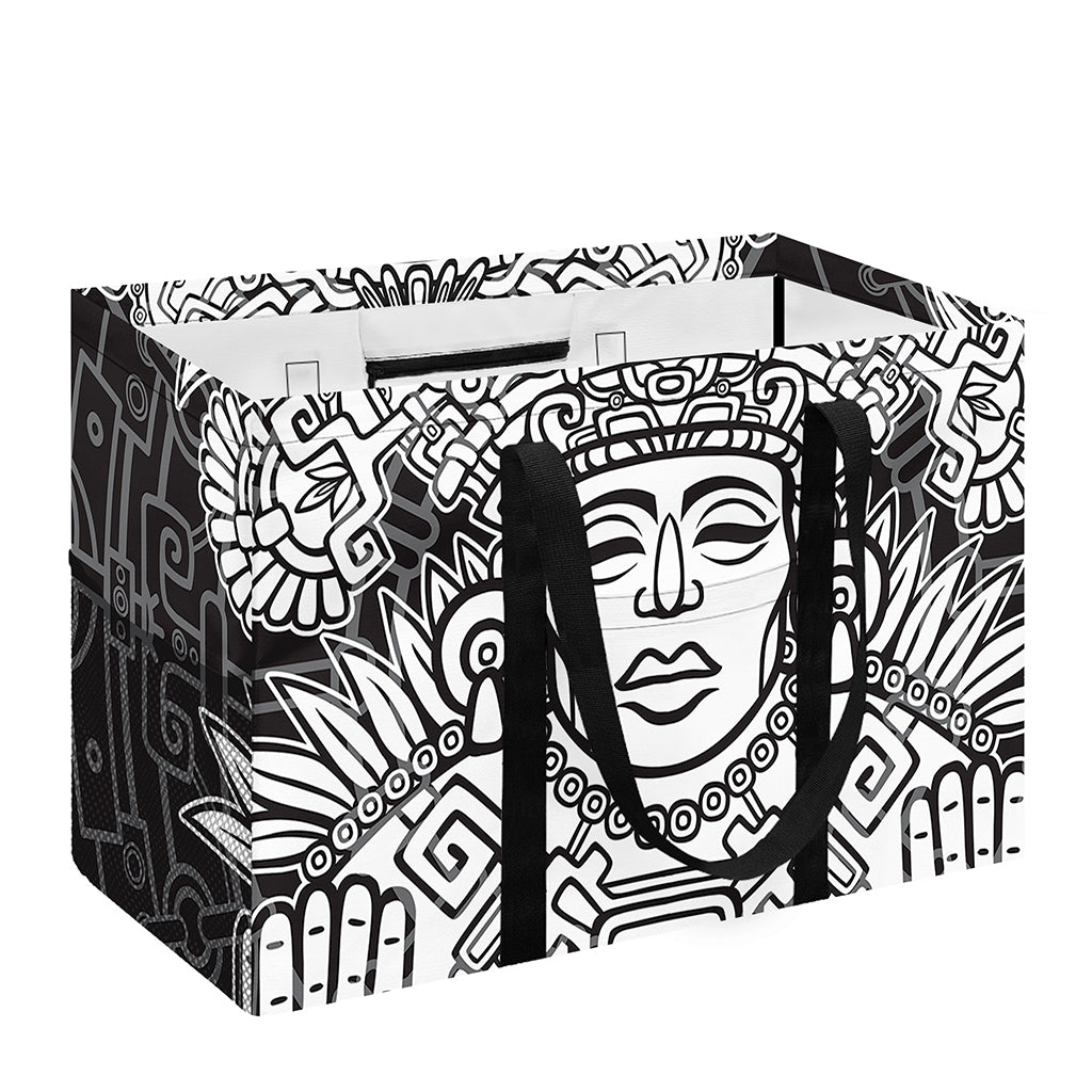 Blue And White Mayan Statue Print Utility Tote Bag