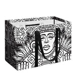Blue And White Mayan Statue Print Utility Tote Bag