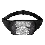 Blue And White Mayan Statue Print Waist Bag