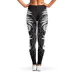 Blue And White Mayan Statue Print Women's Leggings